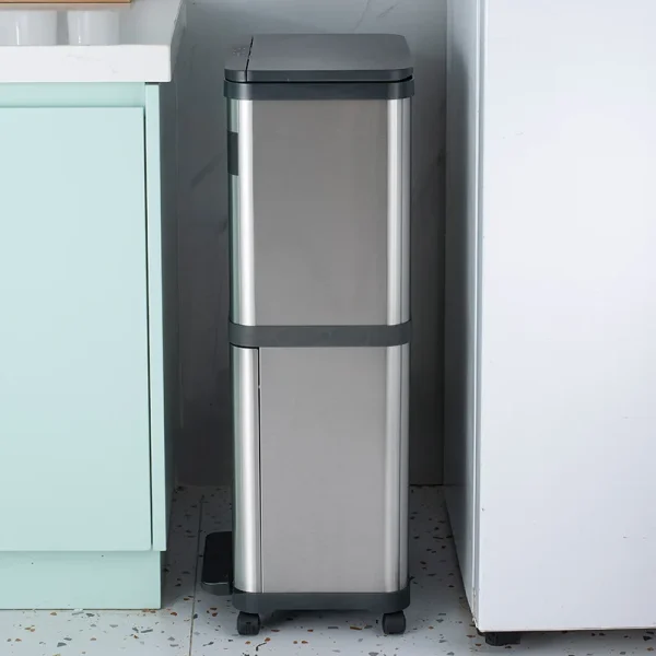 Double-layer trash can household alloy high-grade kitchen classification pedal bending-free sanitary bucket 3