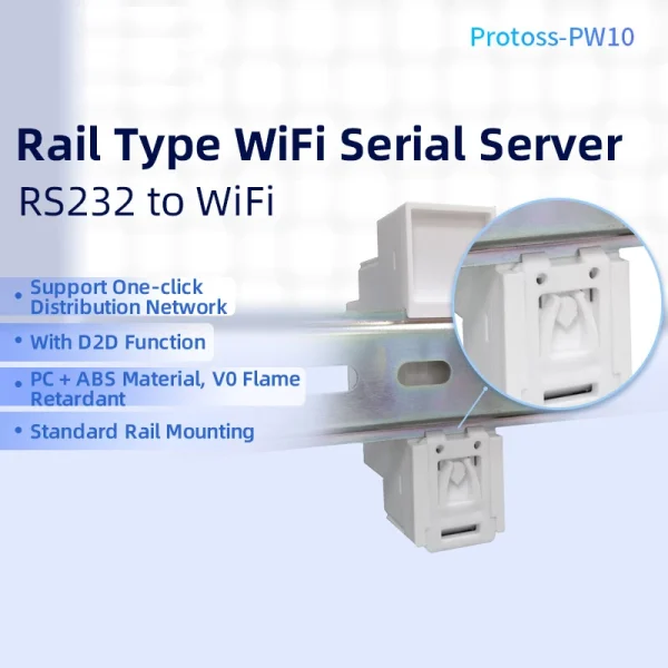 DIN-Rail Serial Port RS232 To WiFi Converter IoT Device Protoss-PW10 AC100V~220V Or DC Input Support Modbus MQTT 4